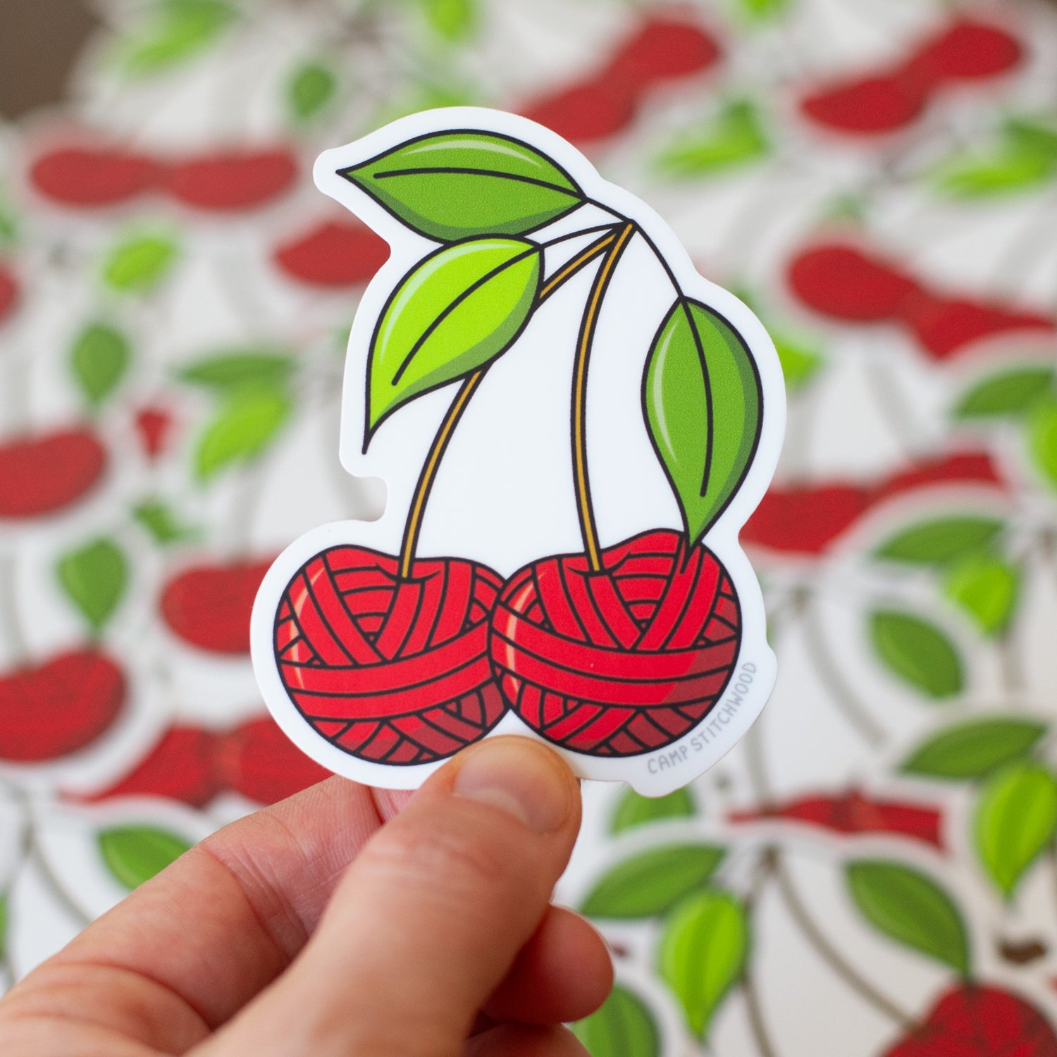 Cherry Yarn Ball Sticker